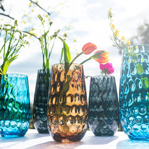 Bolla Glass Small Pebbled Vase in Tortoise