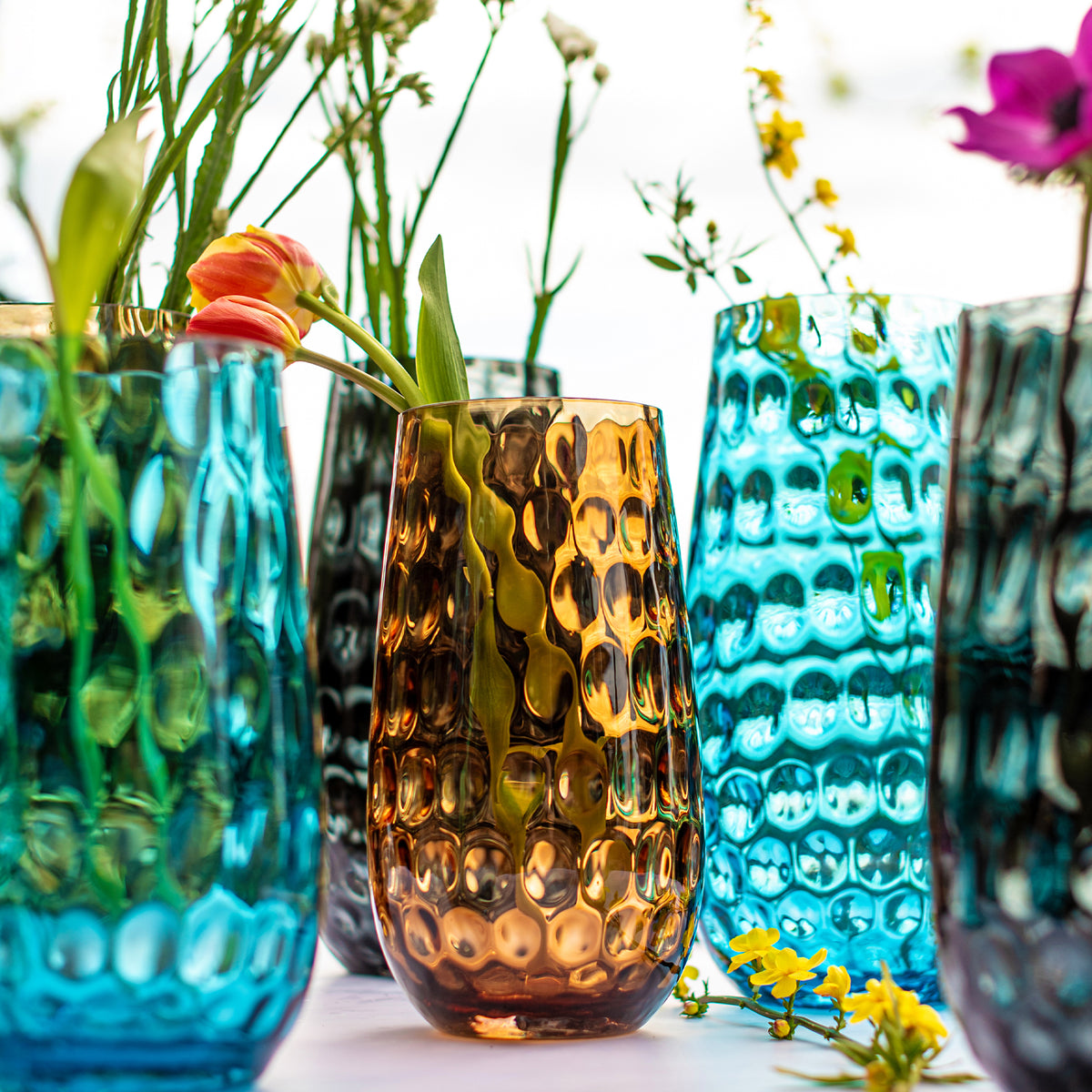 Bolla Glass Small Pebbled Vase in Tortoise