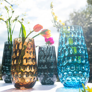 Bolla Glass Medium Pebbled Vase in Ash Blue
