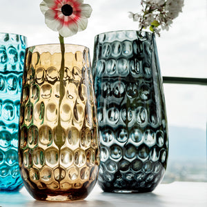 Bolla Glass Medium Pebbled Vase in Gray