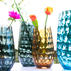 Bolla Glass Medium Pebbled Vase in Gray