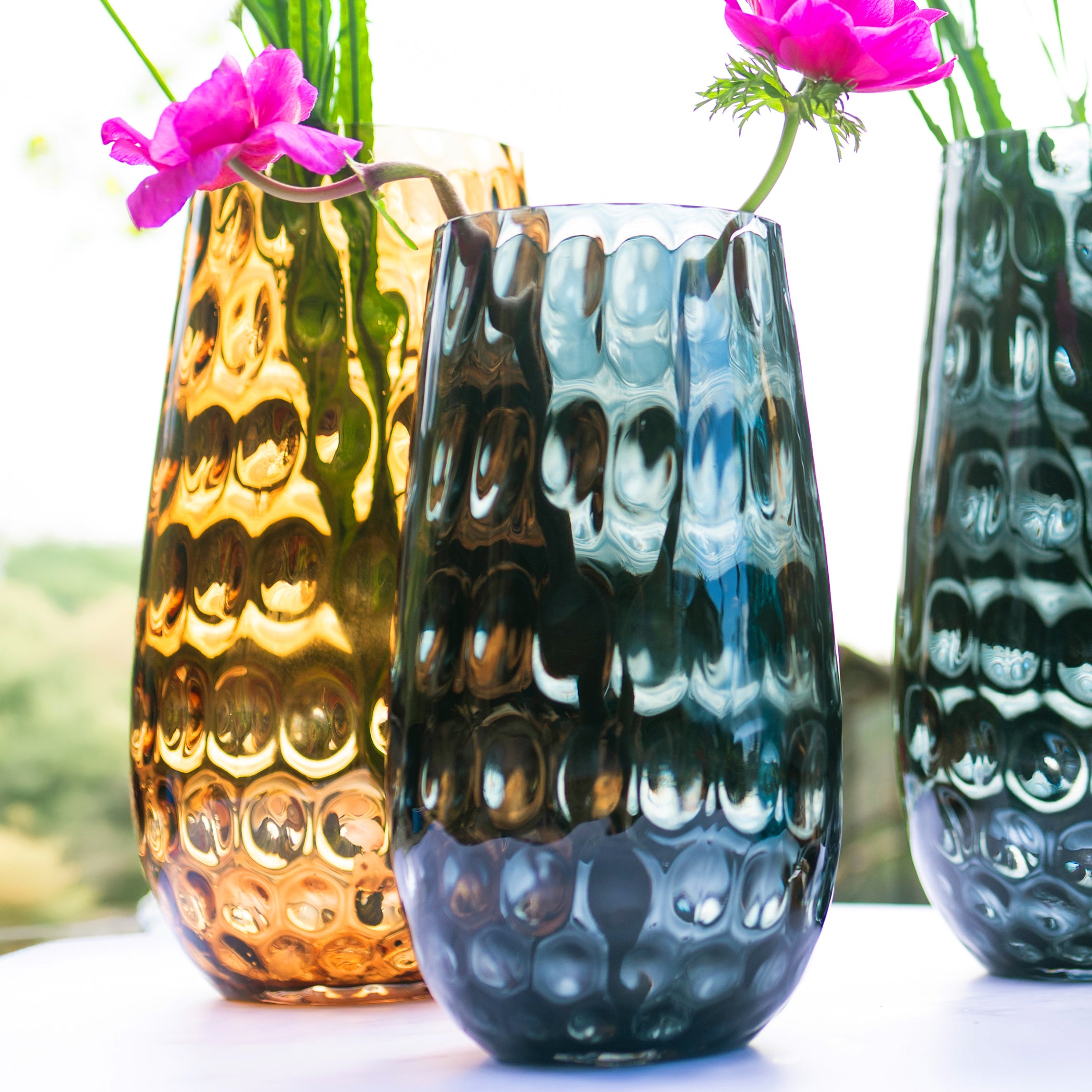 Bolla Glass Medium Pebbled Vase in Tortoise