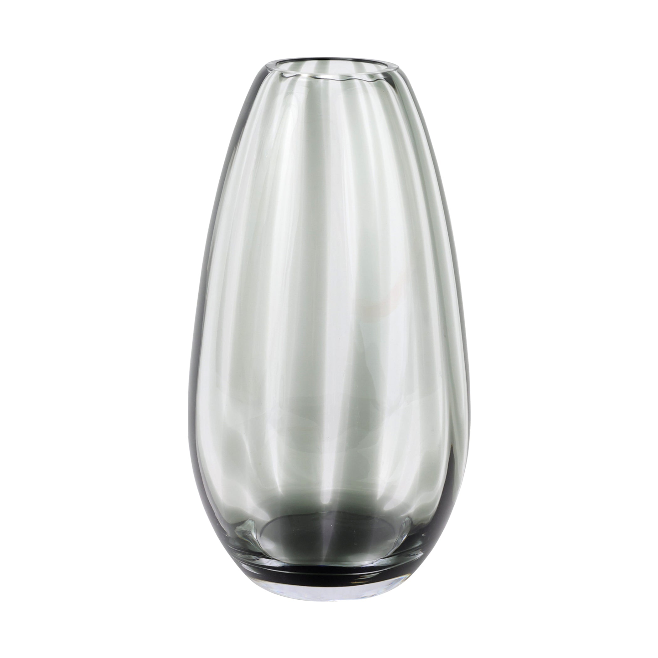 Bolla Glass Medium Pleated Vase in Gray
