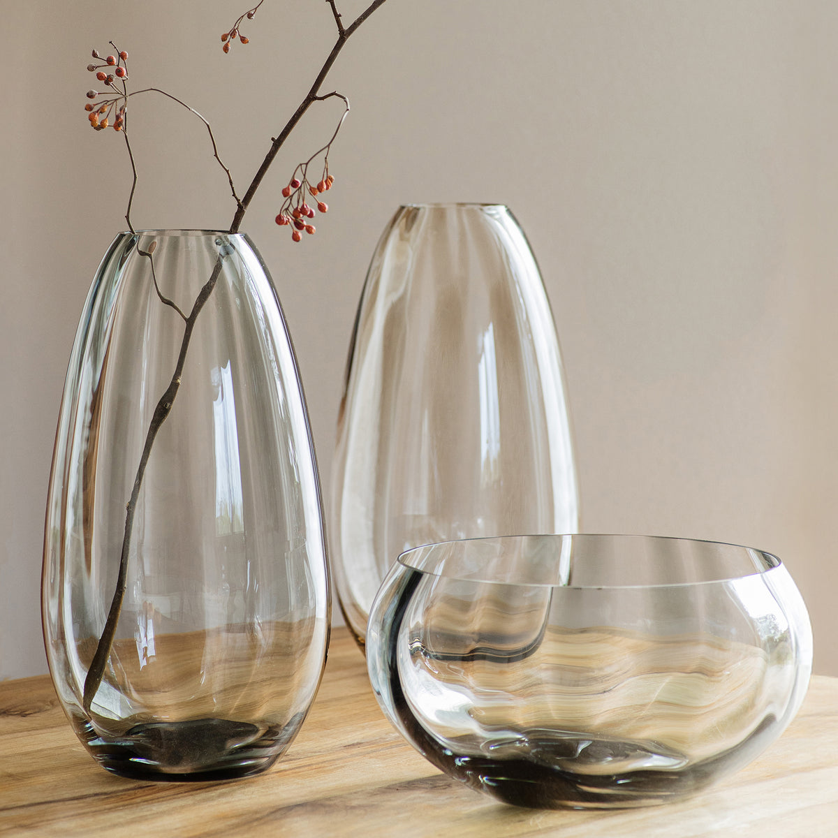 Bolla Glass Medium Pleated Vase in Tortoise