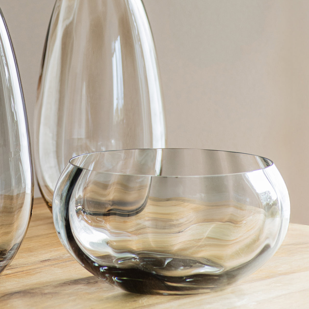 Bolla Glass Pleated Centerpiece in Gray