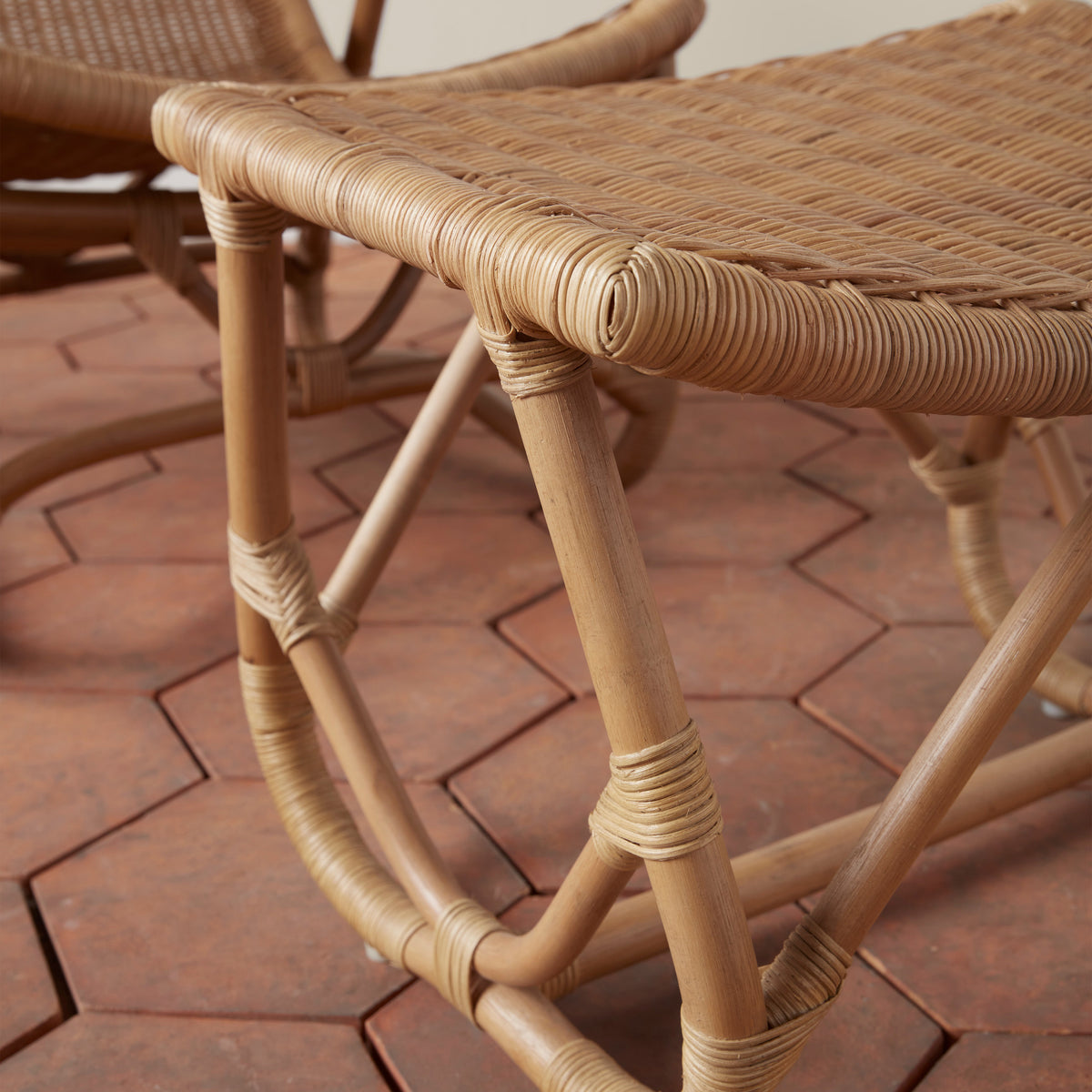 bodega wicker ottoman in natural detail
