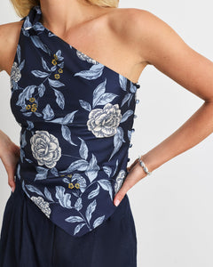 Brigid Top in Maritime Blue Multi Floral
