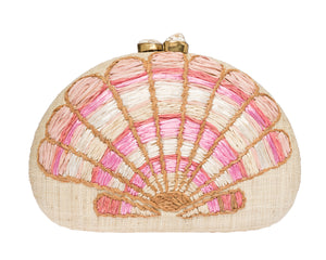 Berna Clutch in Natural & Coral