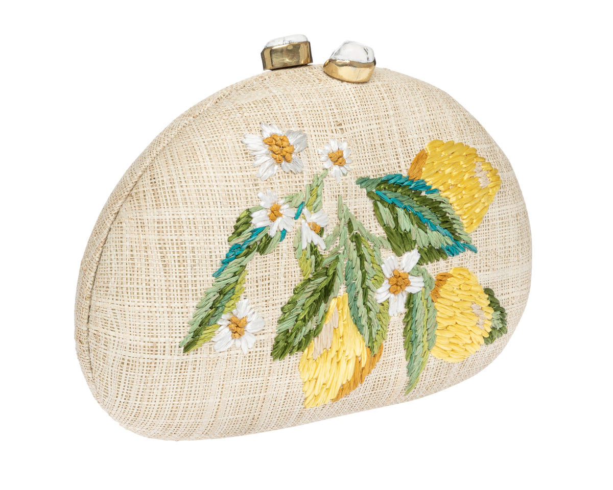 Berna Clutch in Natural/Yellow