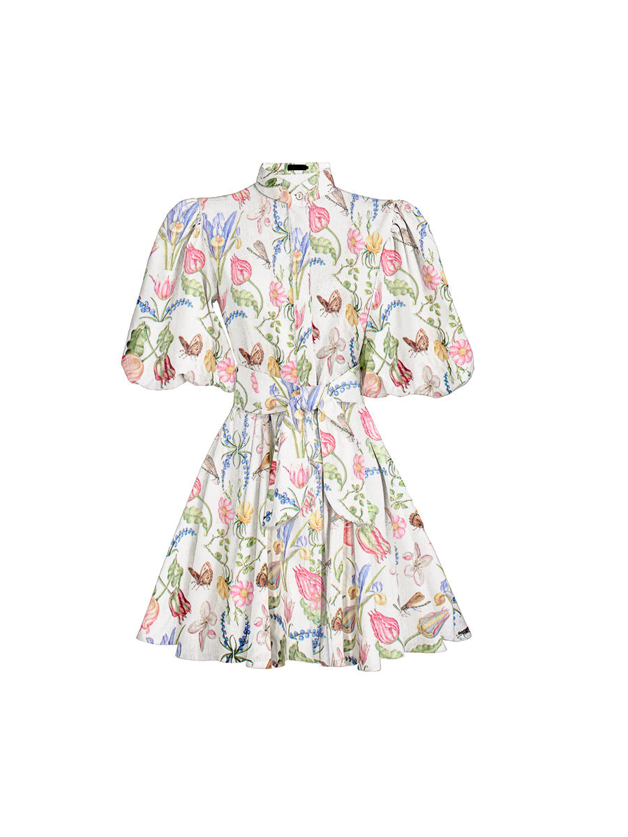 Bromelia Dress Mini in Tulipan White Print