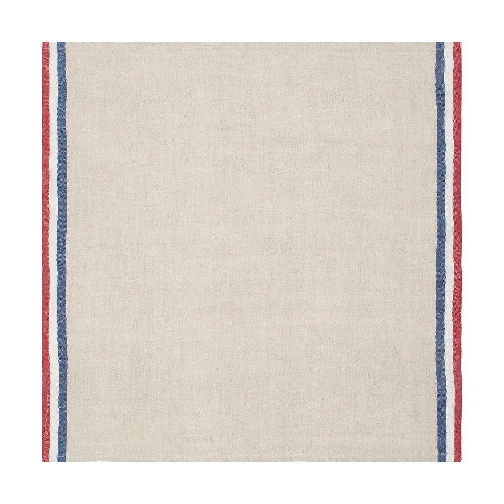Normandy Napkins in Red, Natural, & Blue Stripes, Set of 4