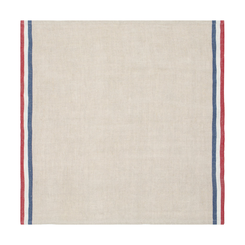 Normandy Napkins in Red, Natural, & Blue Stripes, Set of 4