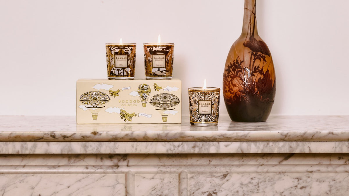 Trio Travel Candle Set in Afrika, Caravane &amp; Rosace