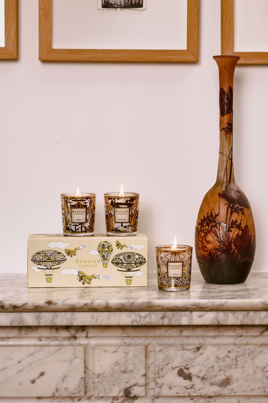 Trio Travel Candle Set in Afrika, Caravane &amp; Rosace