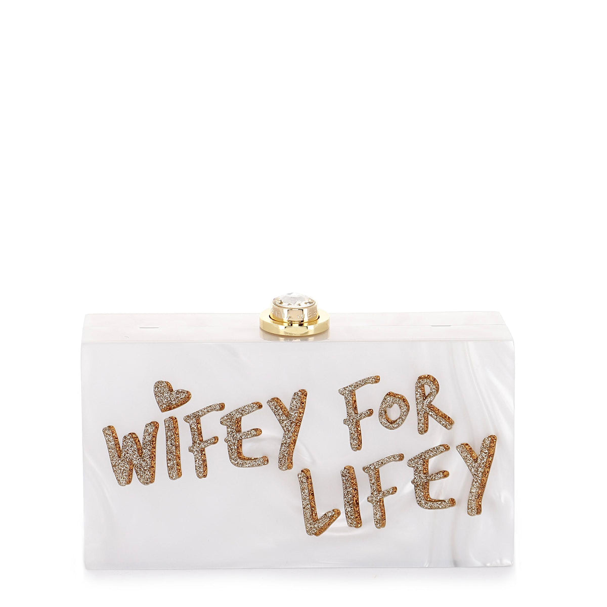 Wifey for Lifey Clutch in White