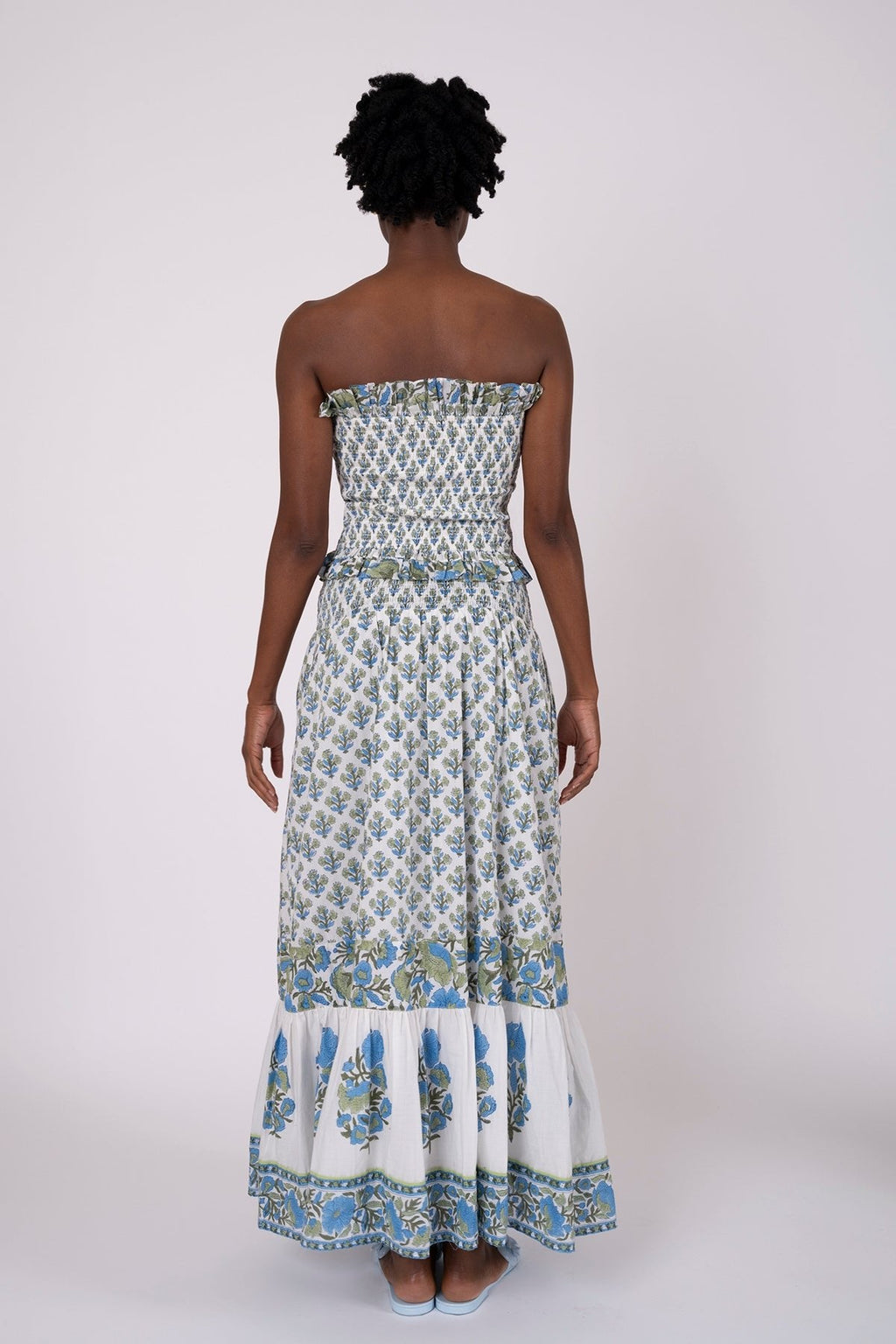 Strapless Bandeau Top in Bleu & Thyme Vintage Poppy