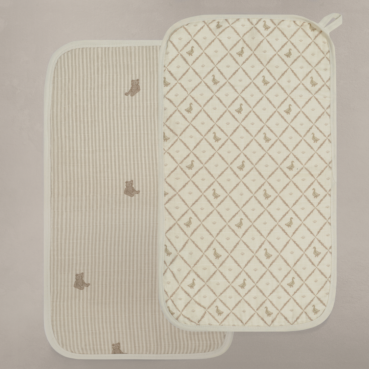 'Bear' & 'Duck' - Premium Muslin Burp Cloth 2-Pack