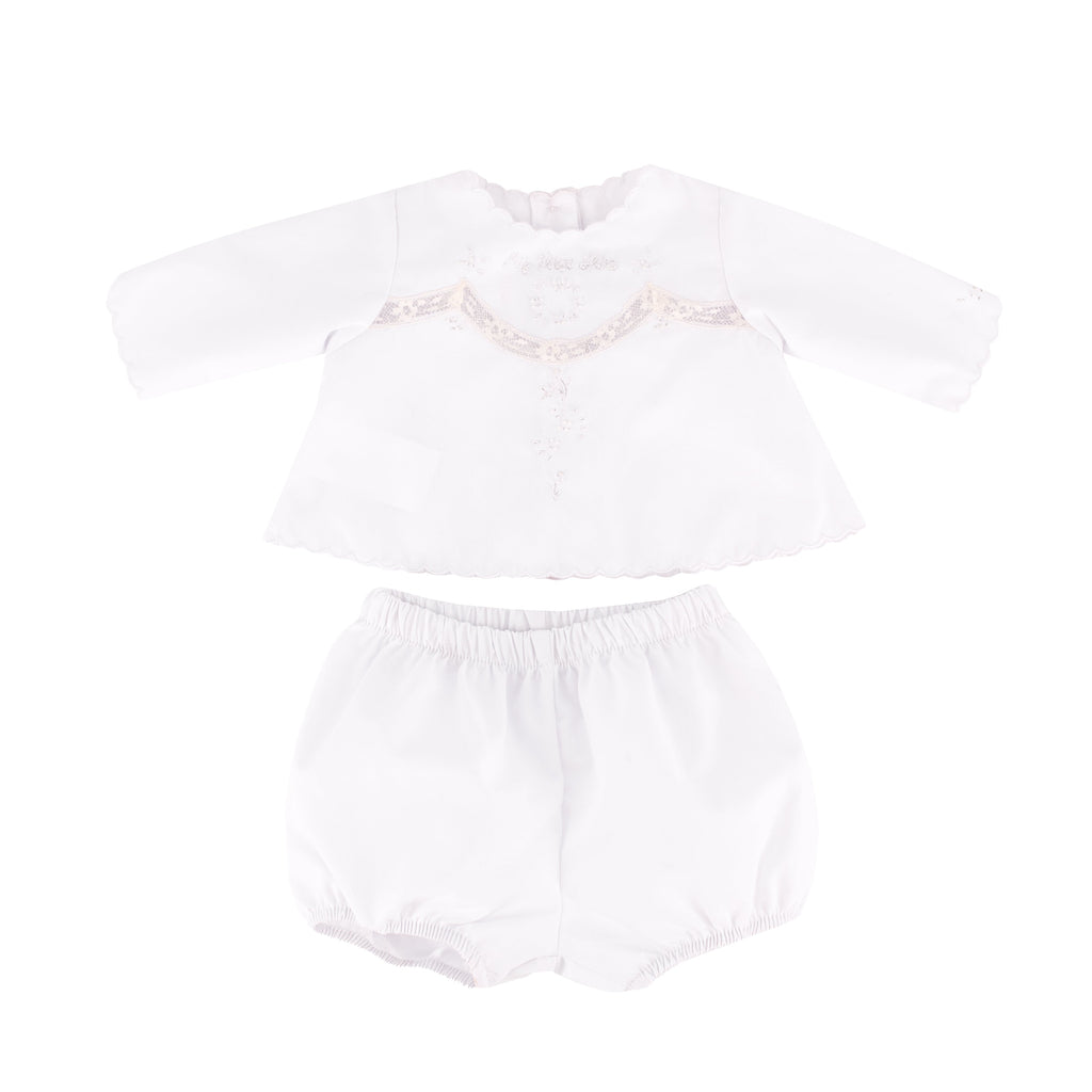 Baby's First Shirt & Bloomers in White
