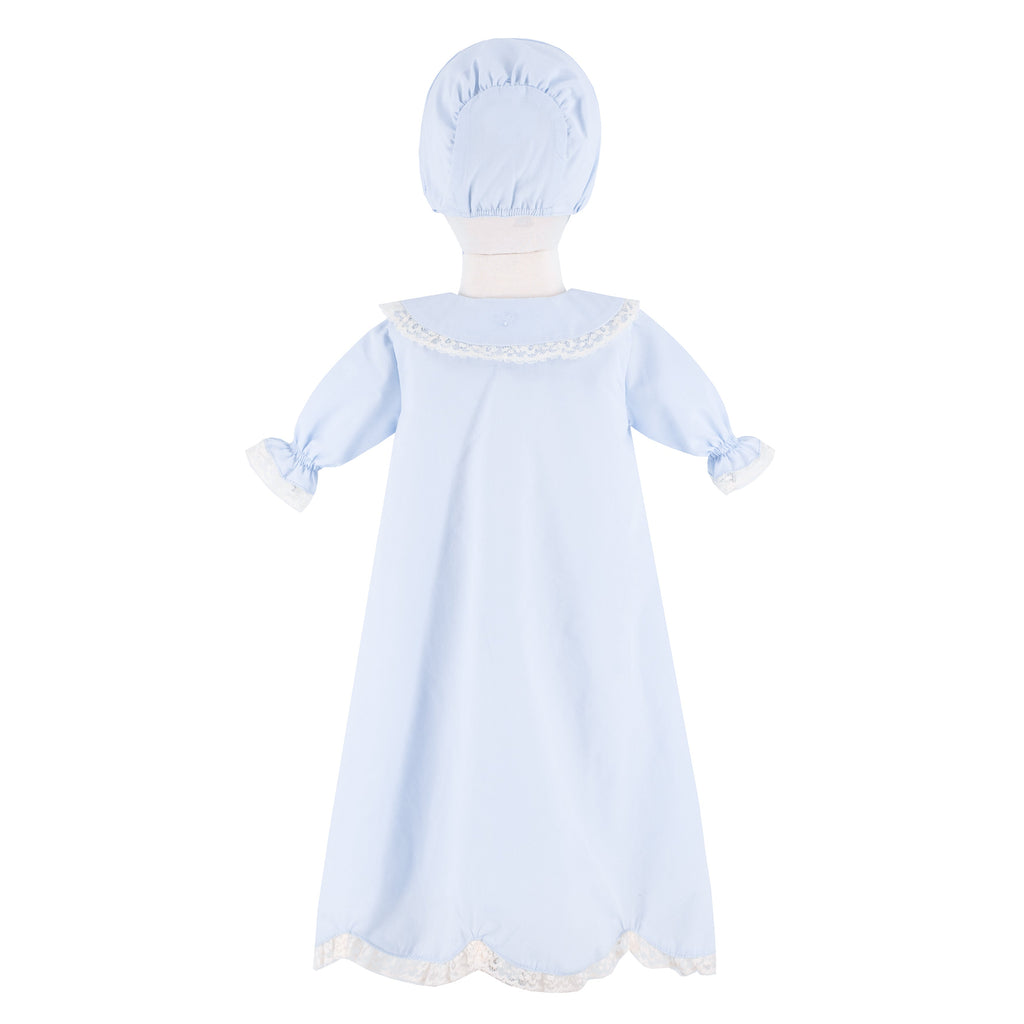 Baby Gown With Bonnet in Light Blue