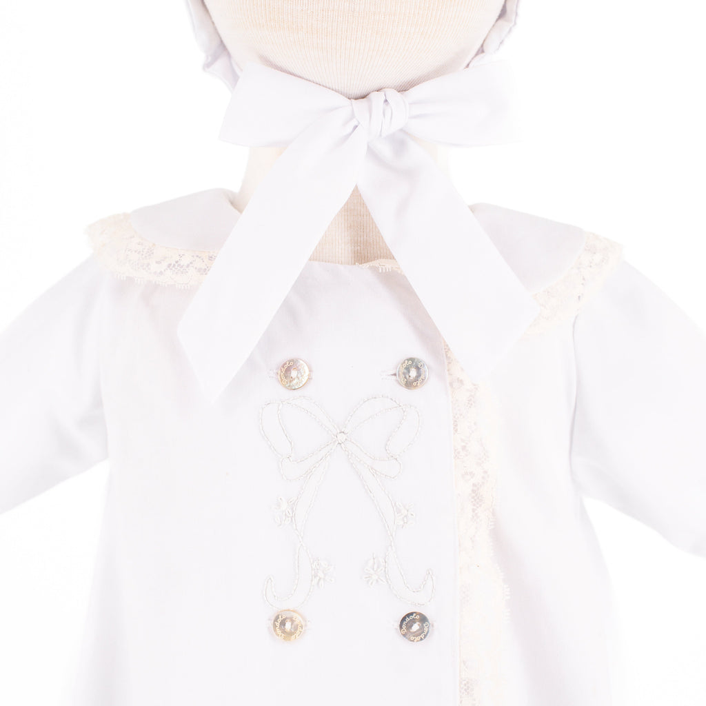 Baby Gown With Bonnet in White