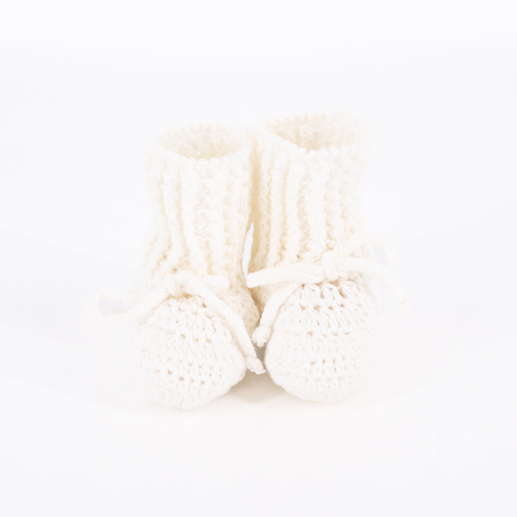 Knit Baby Booties in Ivory