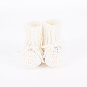 Knit Baby Booties in Ivory