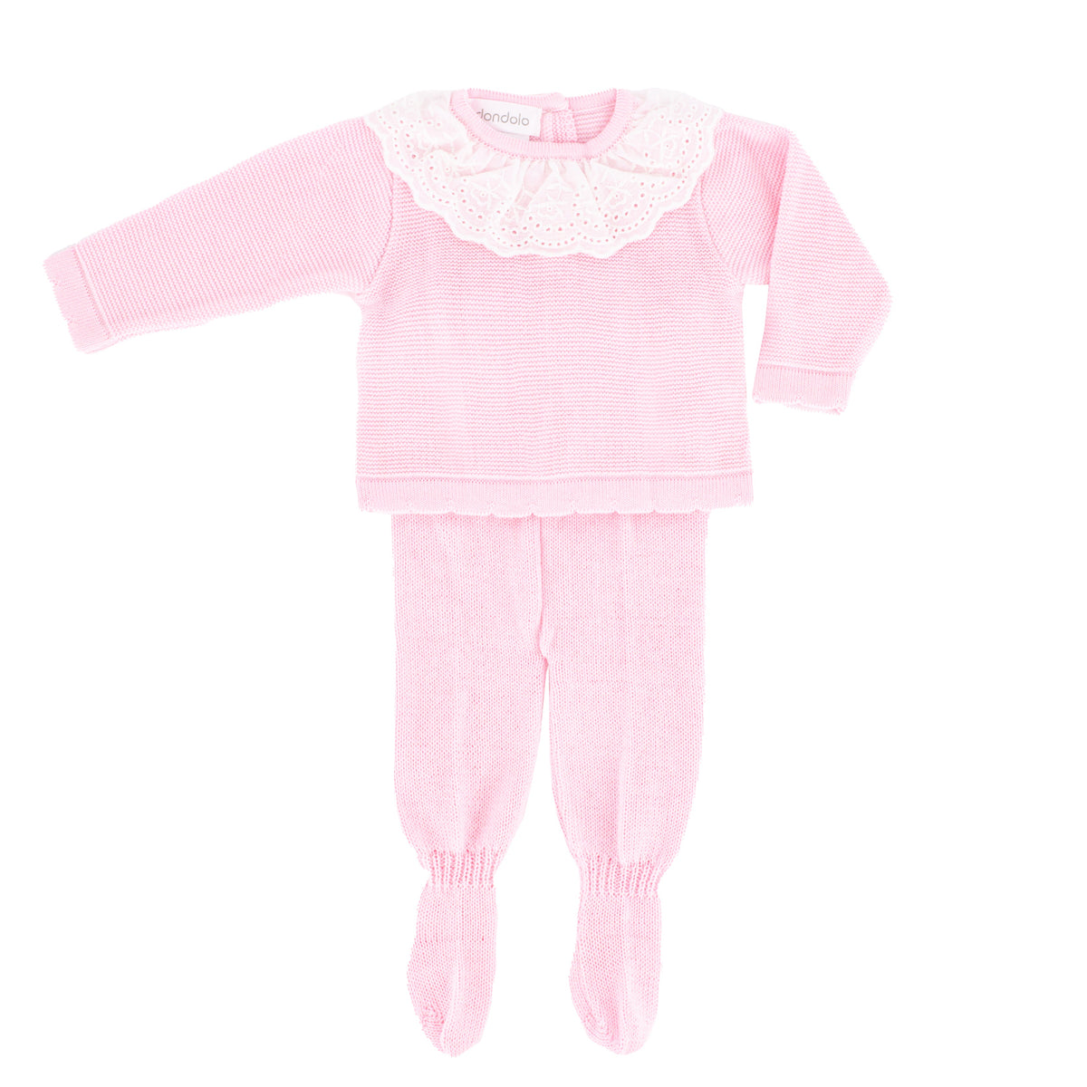 Knit Baby Girl Sweater & Stockings Set in Pink