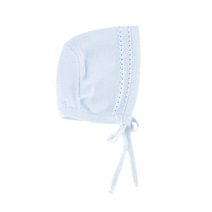 Knit Baby Bonnet in Light Blue
