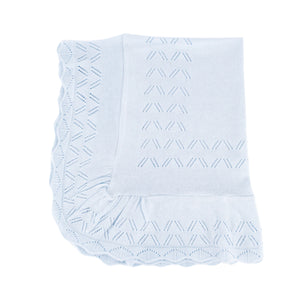 Knit Baby Blanket in Light Blue