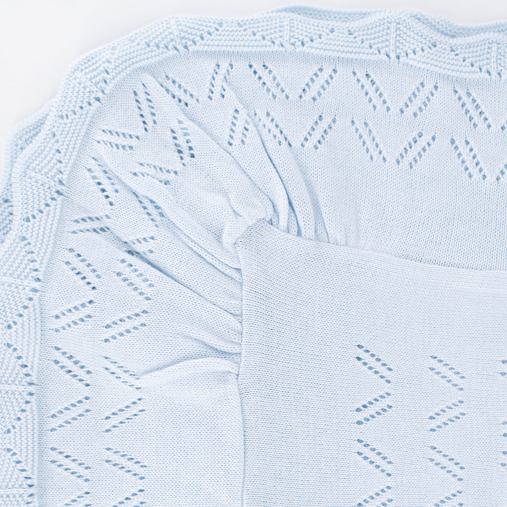 Knit Baby Blanket in Light Blue