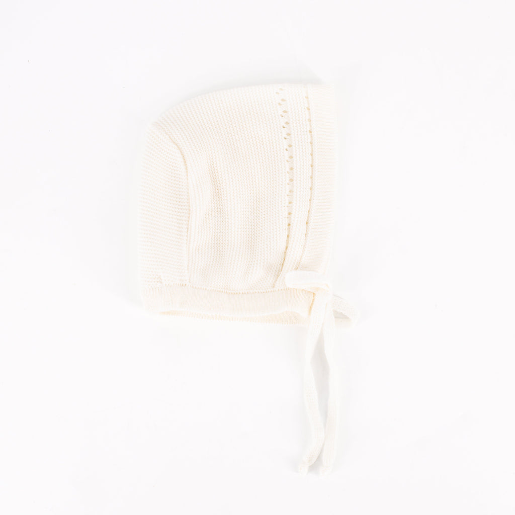 Knit Baby Bonnet in Ivory