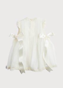 Lace Trim Fine Pleated Dress in Ivory (3mths-5yrs) Dresses from Pepa London