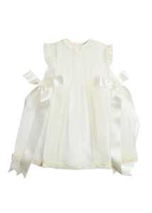 Lace Trim Fine Pleated Dress in Ivory (3mths-5yrs) Dresses from Pepa London