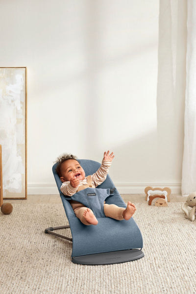 Bouncer Bliss in Woven Mélange Blue | Over The Moon