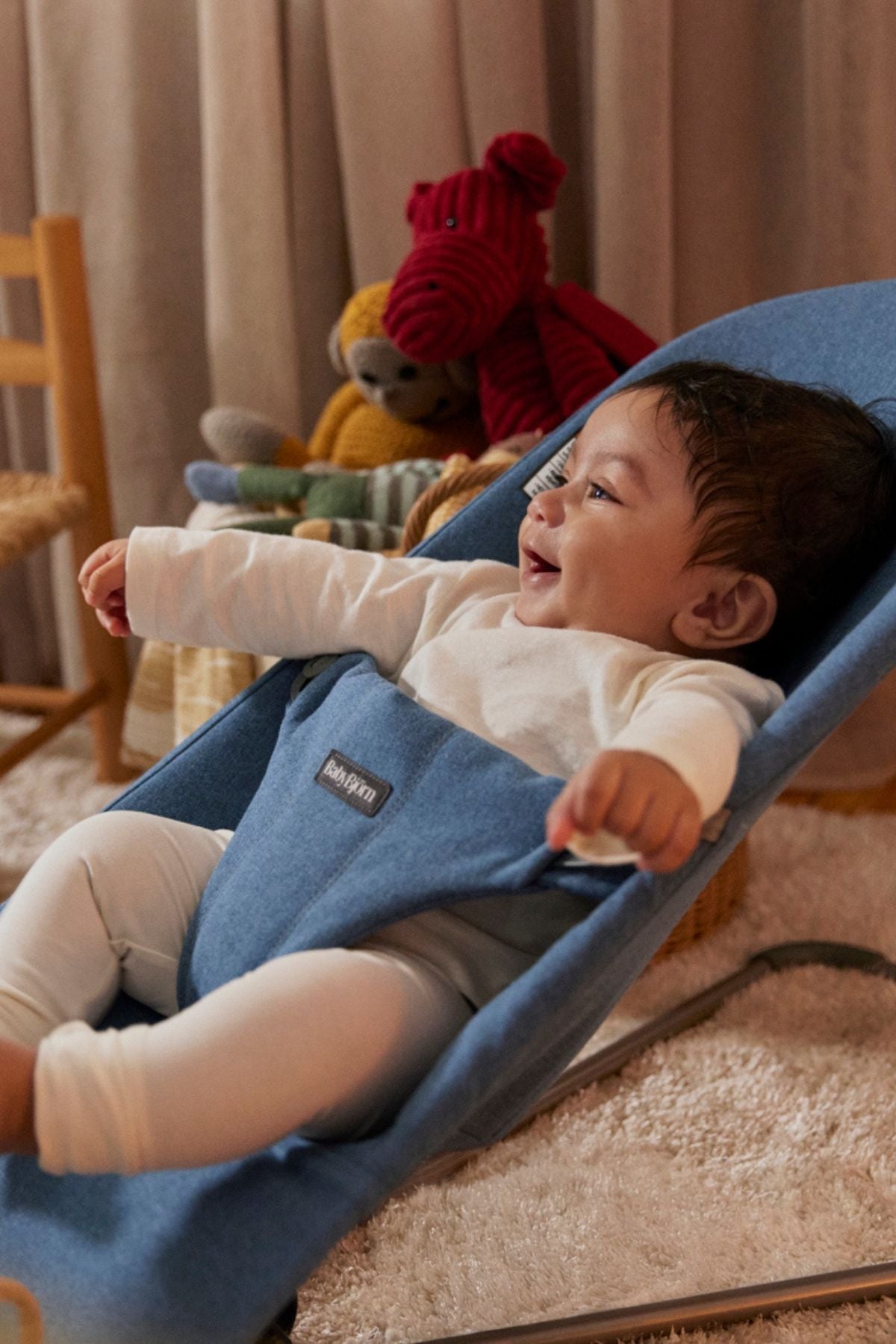 Bouncer Bliss in Woven Mélange Blue | Over The Moon