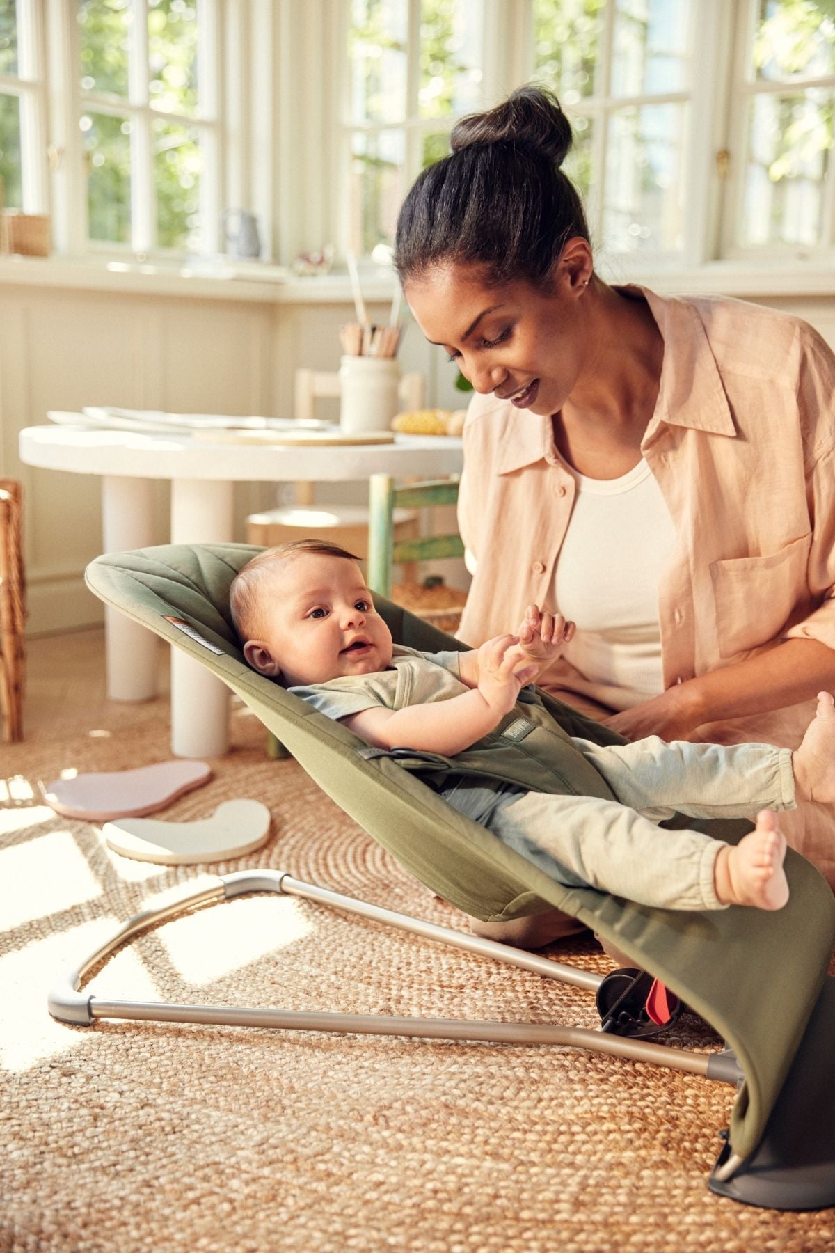 Bouncer Bliss in Petal Quilt Dark Green