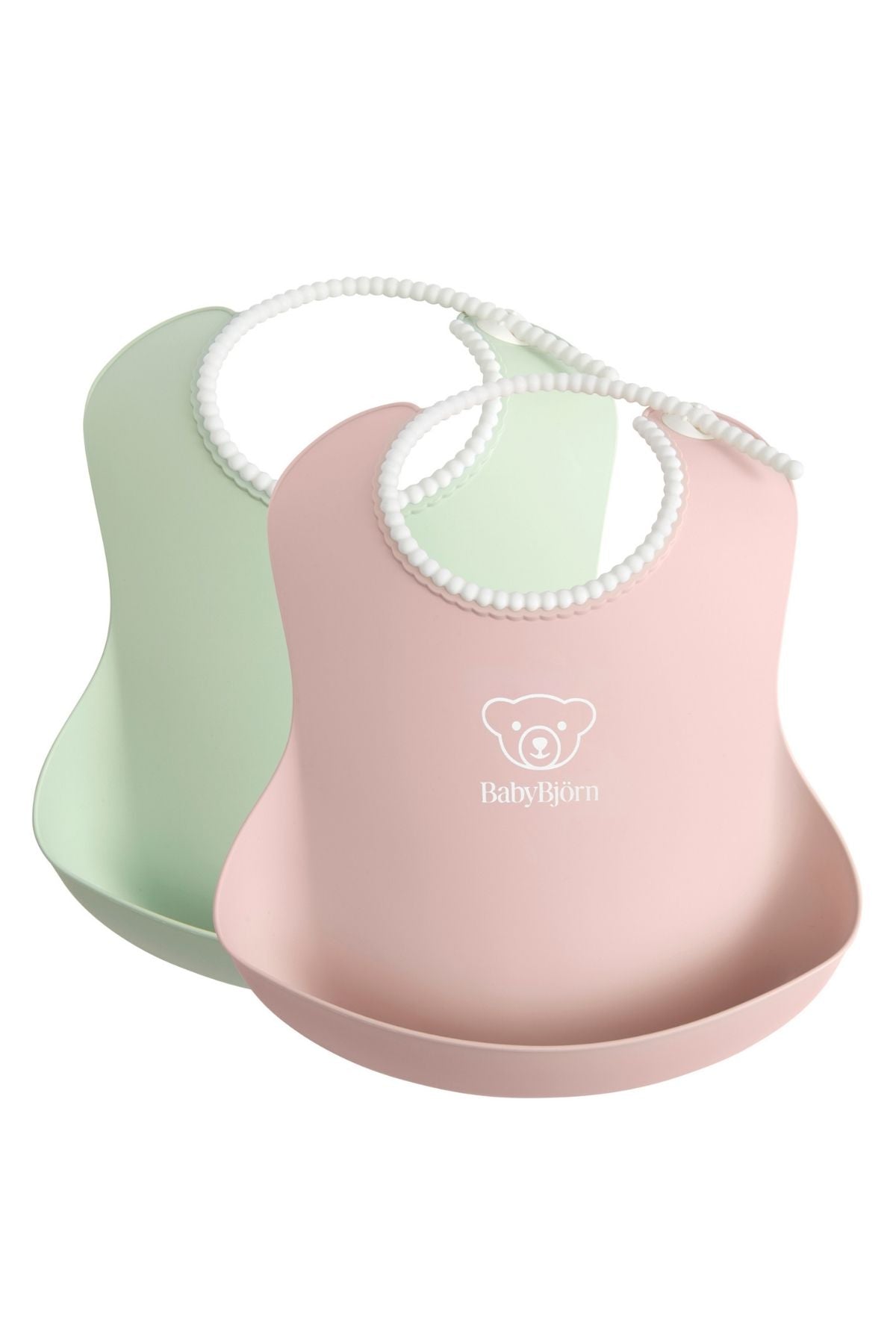 Baby Bib in Powder Green & Powder Pink, Set of 2