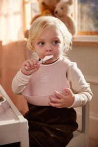 Baby Bib in Powder Pink & Gray, Set of 2