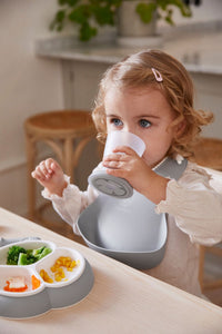 Baby Bib in Powder Green & Gray, Set of 2