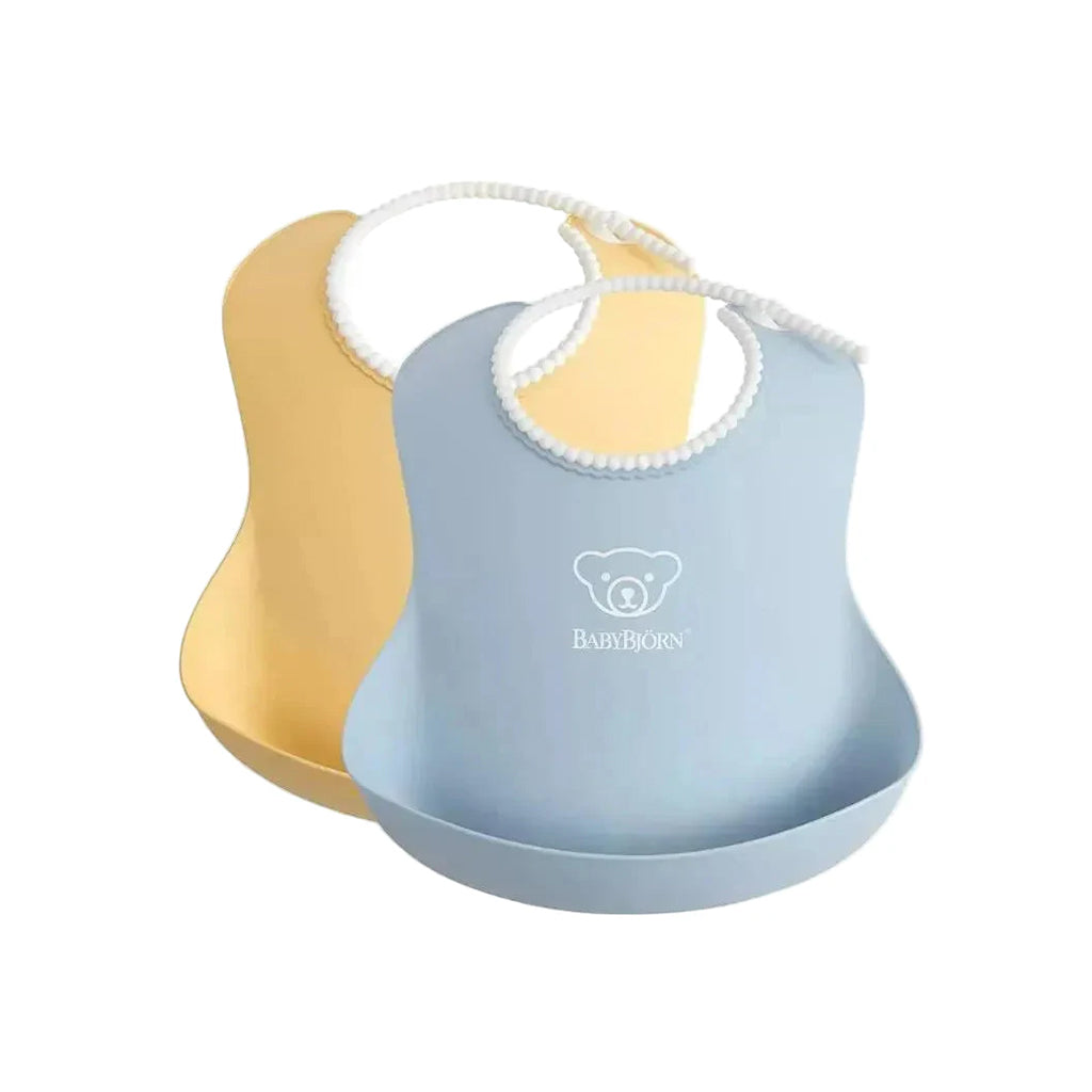 Baby Bib in Powder Yellow & Powder Blue, Set of 2