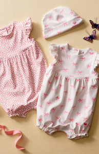 Baby Girl Pima Play Romper in Blushing Bows