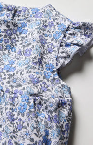Baby Girl Pima Play Romper in Fleur d'Azur