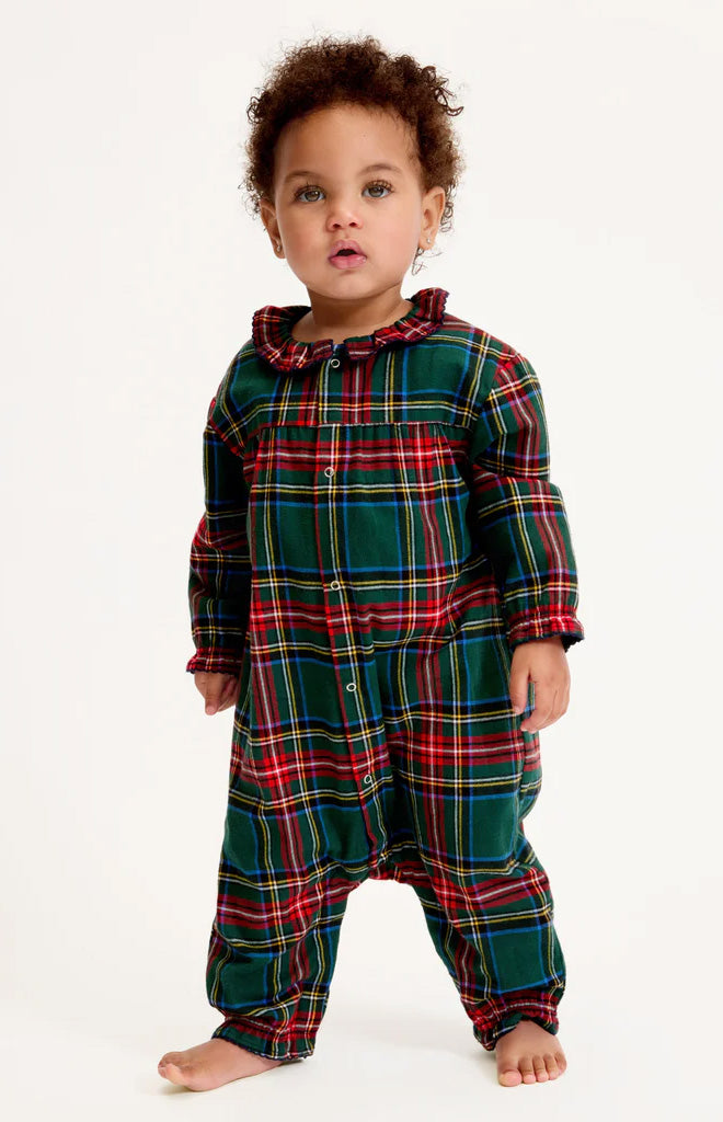 Baby's Brushed Twill Madeline Romper in Kensington Tartan