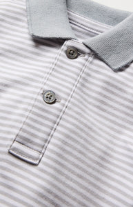 Baby’s Pima Louis Play Romper in Grey Stripe