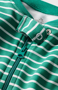 Baby’s Pima Snug Fit Romper in Green Stripe