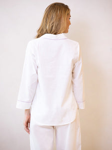 Luna White Cotton Pajamas