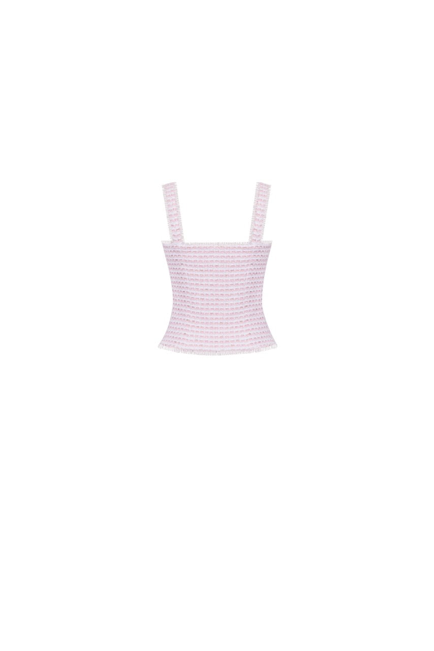 The Bailey Top in Pink & White
