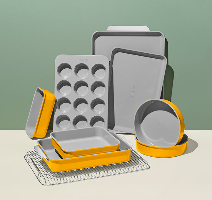 11 Piece Cream Bakeware Set, Non-Stick & Non-Toxic Ceramic-Coating Baking Dishes