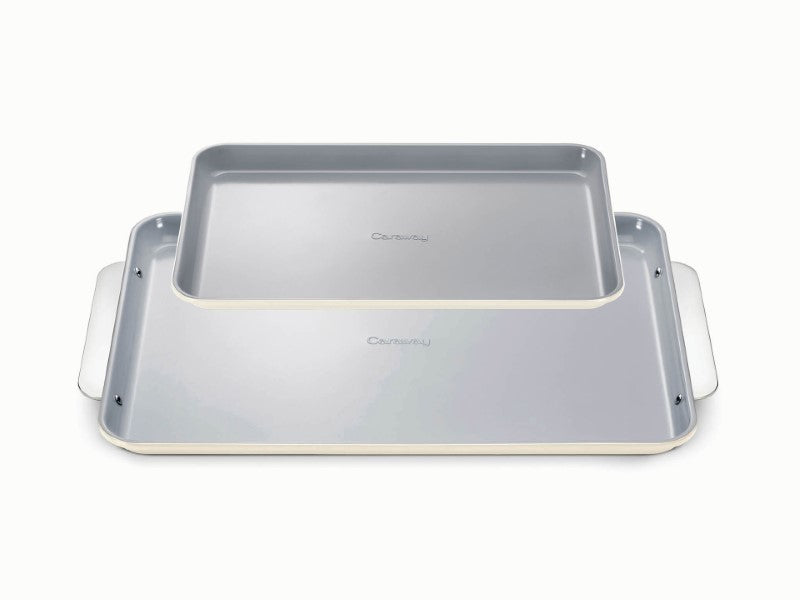 2-Piece Ceramic-Coated Baking Sheets, Cream