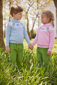 Little English classic children's clothing, striped turtleneck for kids, light blue soft cotton long sleeve turtleneck for fall
